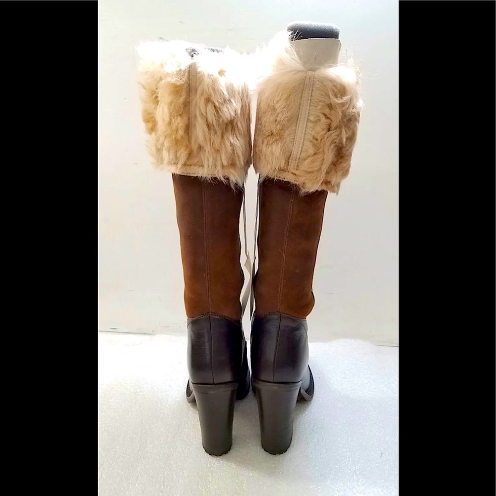 Sold!UGG Collection Brown Leather & Lamb Wool Aldabella High Heel Boots Size 7.5 - Picture 3 of 5